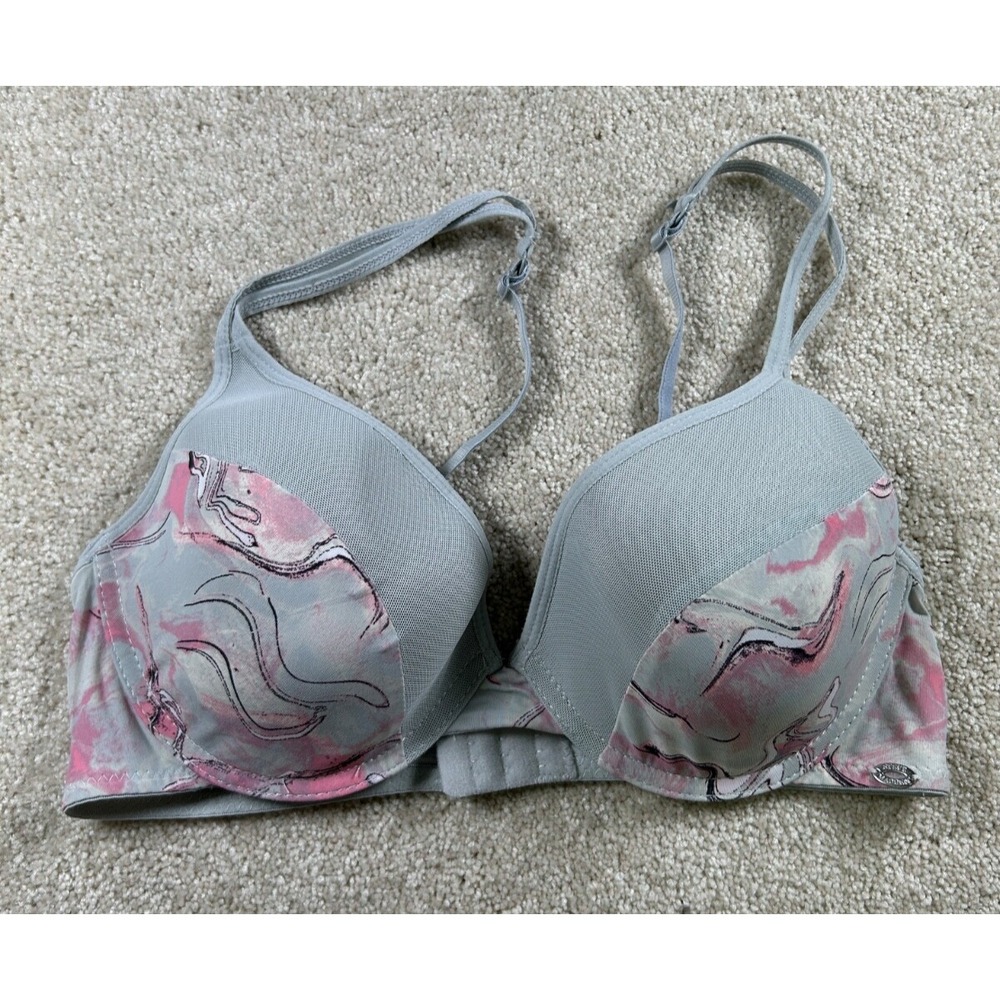Steve Madden Bra Womens Size 36C Gray Abstract Swirl Lined Underwire